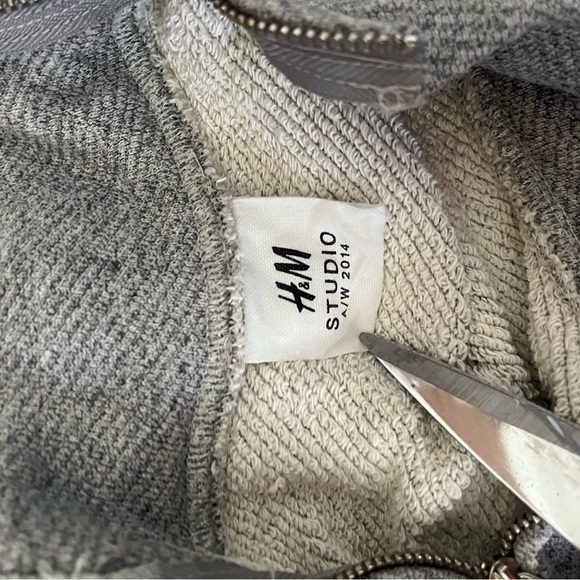 H&M sz 2 Studio Gray Loopback Fleece Sweatshirt Zipper Detail AW 2014 - Picture 8 of 12